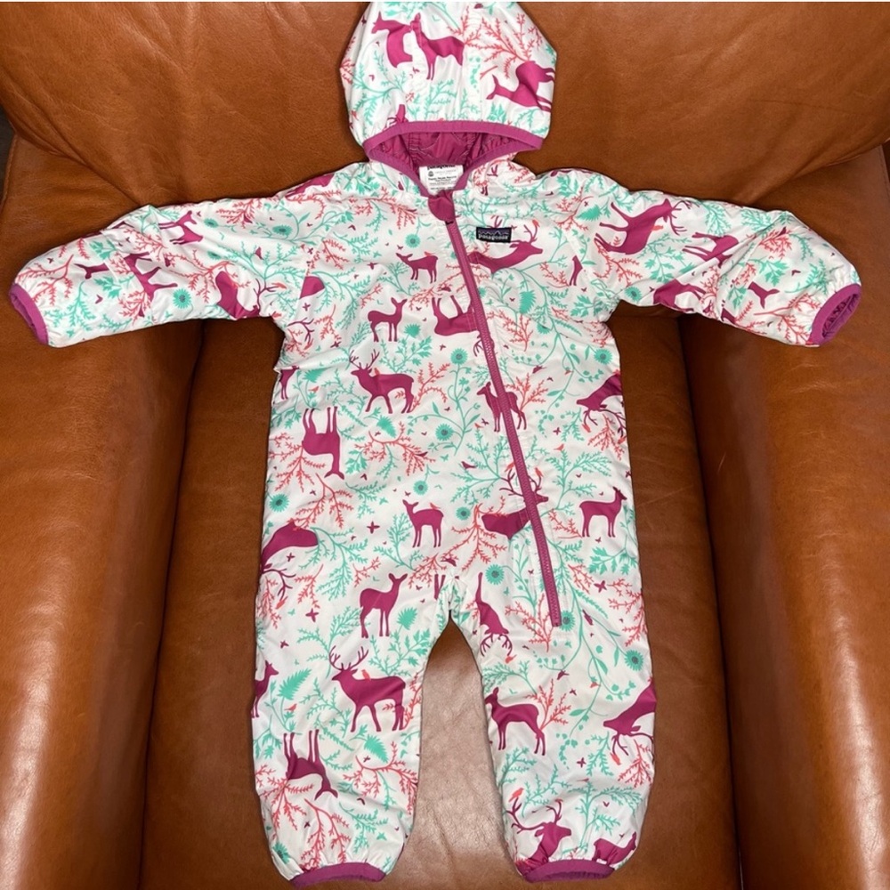 Patagonia - Reversible Puff-Ball Infant Bunting/ Snowsuit - Woodland Deer Print